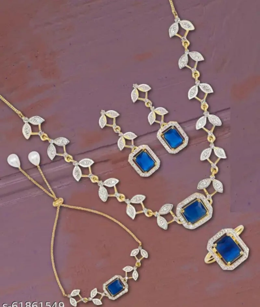 FLORAL FUSION M limitededition necklace set with earring bracelate and adjustable figure ring 4 product combo