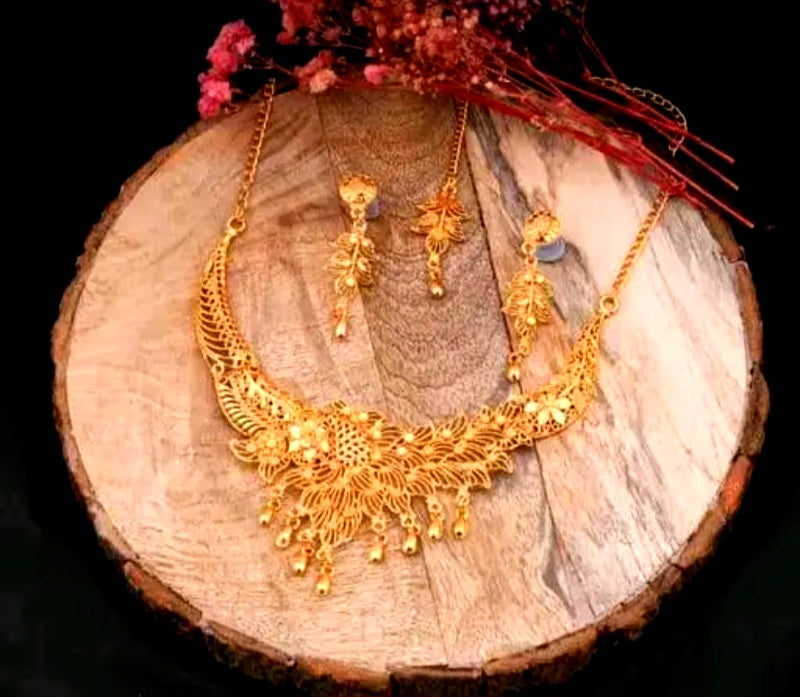 Floral fusion gold plated traditional jewellery for women