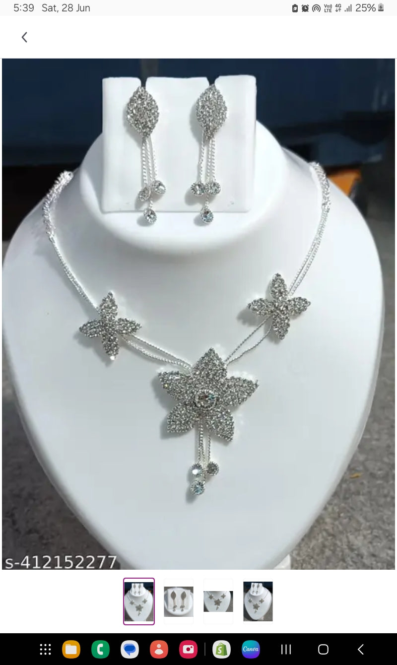 TIGENECY women nakelac jewellery white set with earring
