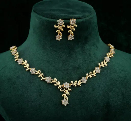 Floral fusion rose gold plated necklace and earring