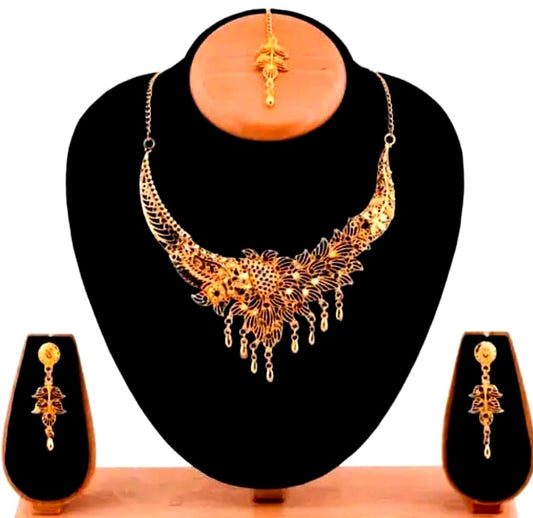 Floral fusion gold plated traditional jewellery for women