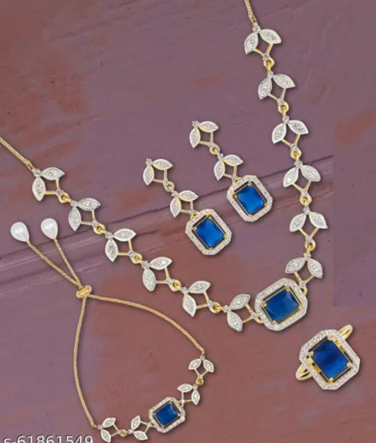 FLORAL FUSION M limitededition necklace set with earring bracelate and adjustable figure ring 4 product combo
