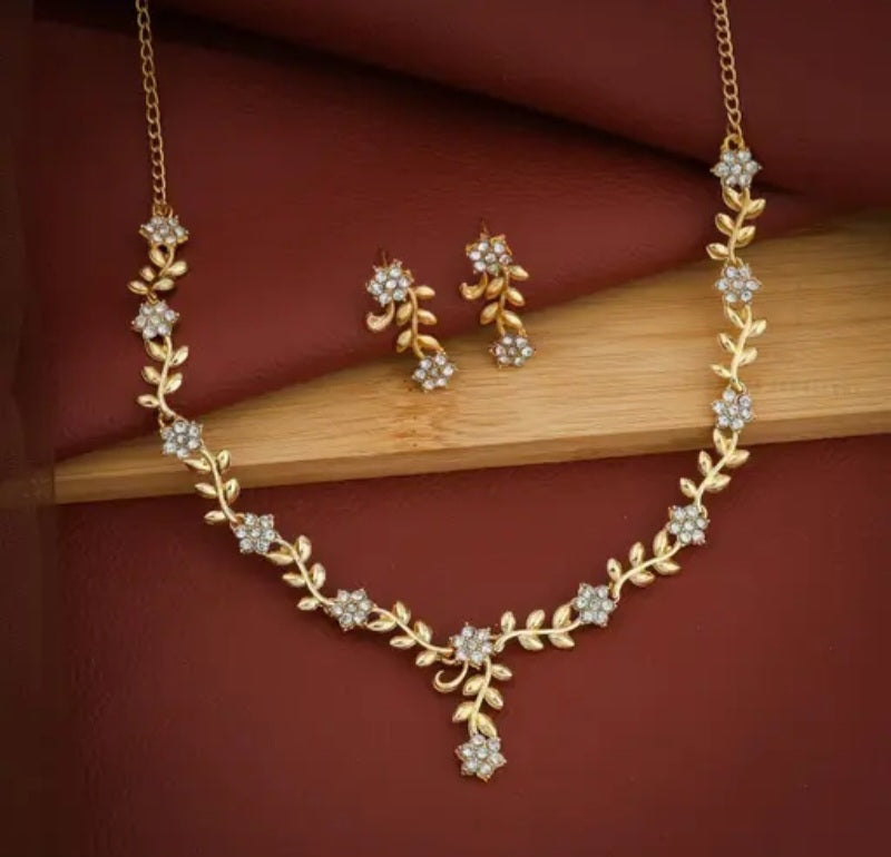 Floral fusion rose gold plated necklace and earring