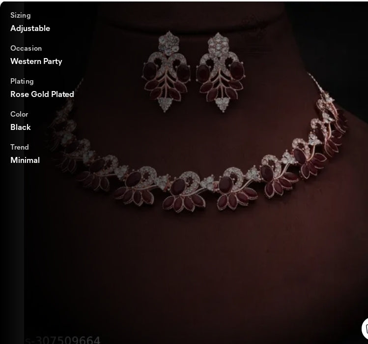 Floral fusion rose gold plated necklace set