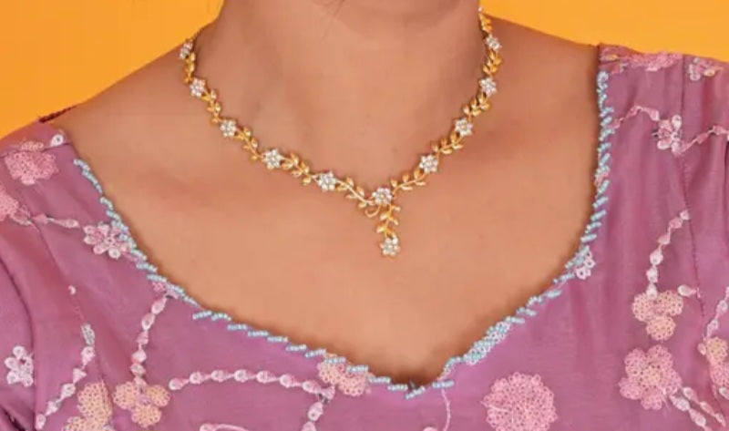 Floral fusion rose gold plated necklace and earring