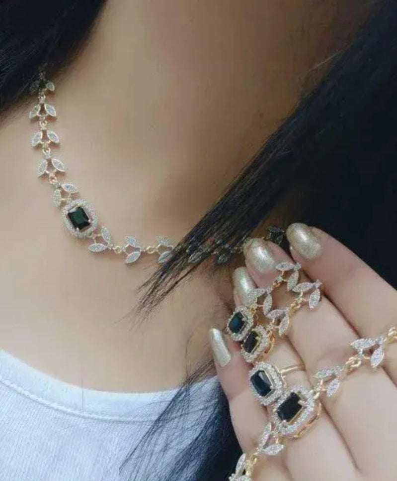 FLORAL FUSION M limitededition necklace set with earring bracelate and adjustable figure ring 4 product combo
