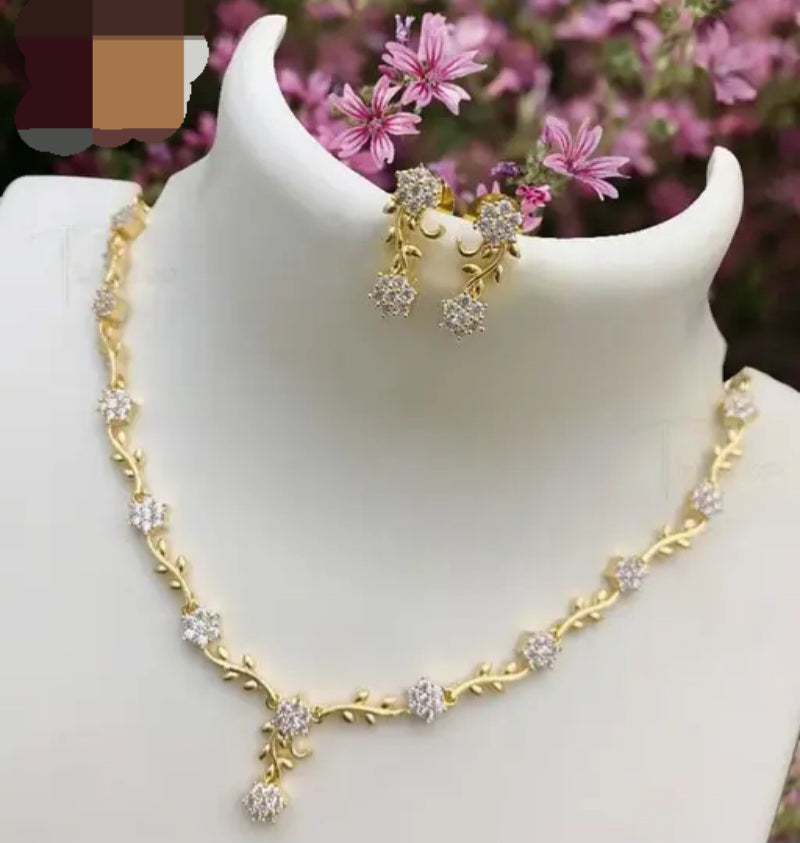 Floral fusion rose gold plated necklace and earring