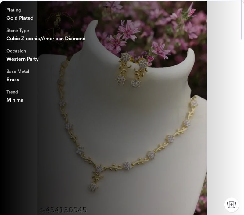 Floral fusion rose gold plated necklace and earring