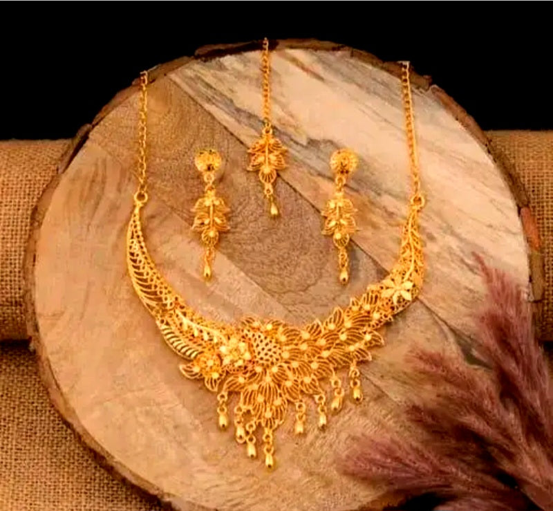 Floral fusion gold plated traditional jewellery for women