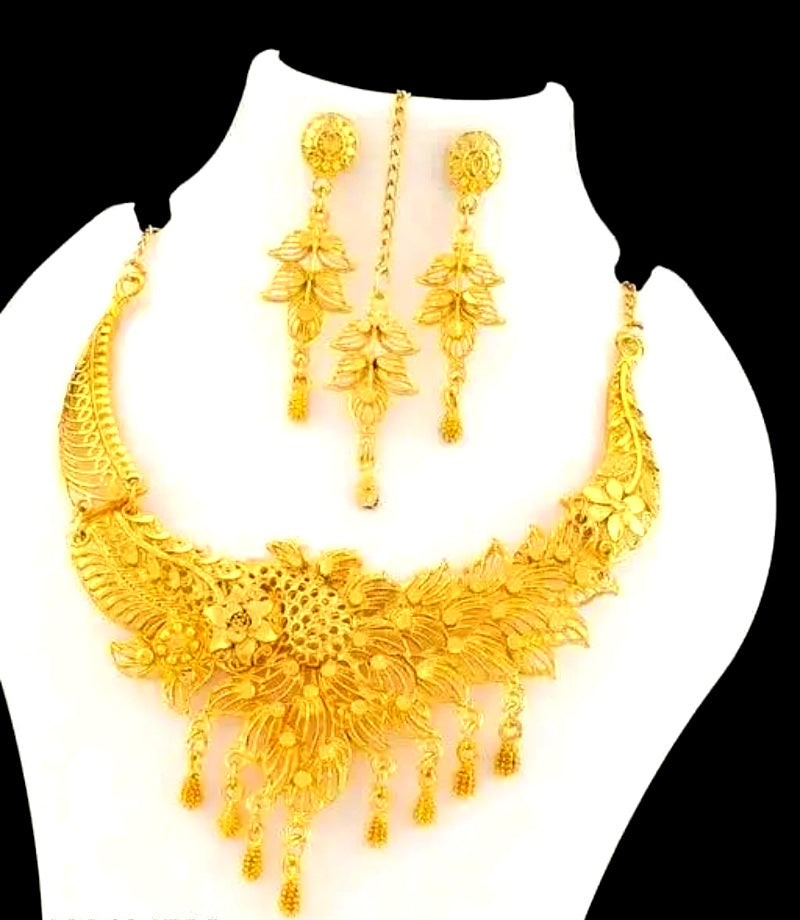 Floral fusion gold plated traditional jewellery for women